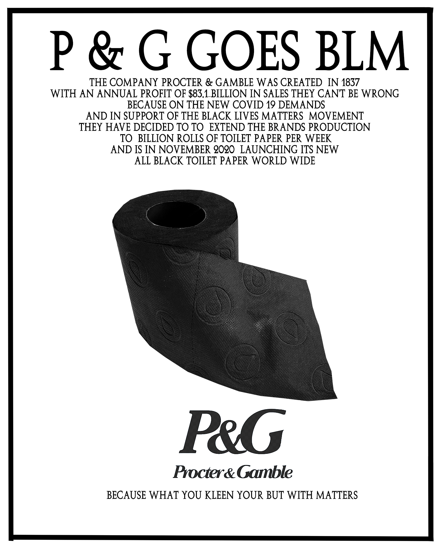Small Black  Toilet paper ad 